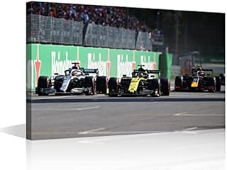 Canvas Wall Art FIA Formula 1 World Championship Competition Scene Photography Canvas Print Art for Living Room Office Bedroom Dining Room Wall Decor Stretched and Framed Ready to Hang - 24"W x 16"H