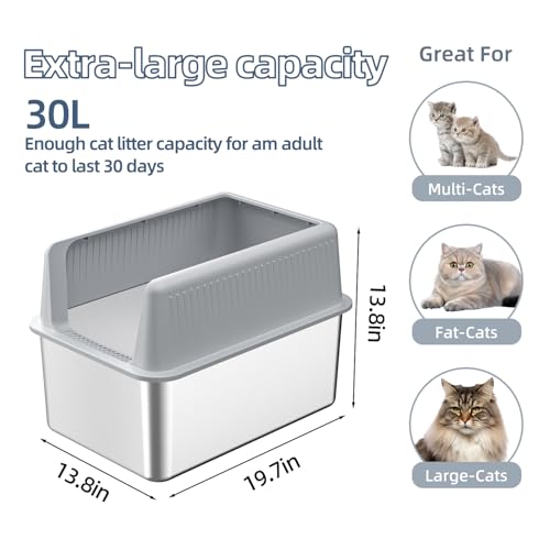 Arenero para gato de acero inoxidable XL con tapa miniatura 2