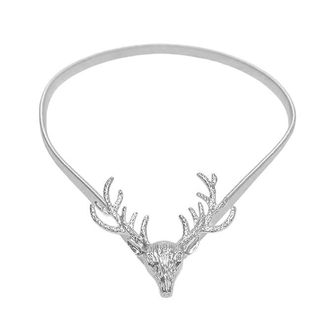 Metal Spring Waist Belt for Women Dresses Deer Head Design Stretchy Slim Waistband, Belly Chain for Ladies Saree - Free Size (LD100)-image-37