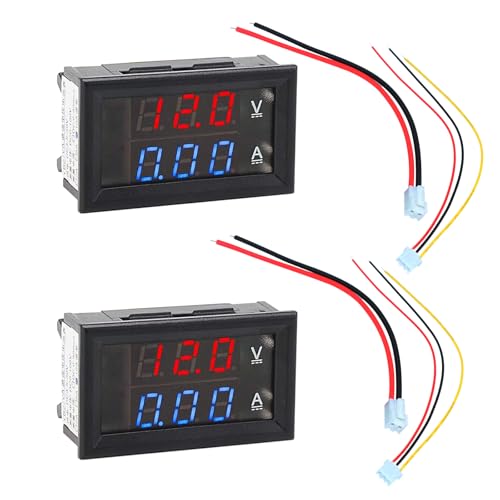 2 piezas 0.28'LED Digital Voltímetro Amperímetro DC 0-100V 10A, Volt Amp 2in1 Tester para 12V / 24V Multímetro Amperaje Medidor Volt Amp Amper Panel
