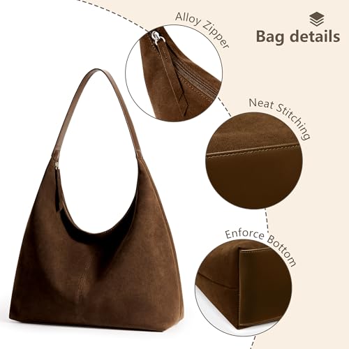Image of KALIDI Casual Tote Bag Vegan Leather Hobo Zipper Work Bag Weekender Shoulder for Women Shoulder Travel Purse