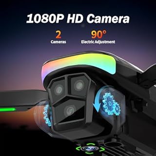 F417PRO Drone con Telecamera 1080P per Adulti Bambini, Mini Drone con Schermo, Doppia Lente 90°, LED, Flusso Ottico, Batteria Modulare, Principianti, Decollo 1 Tasto, Senza Testa, Flip 3D, Borsa