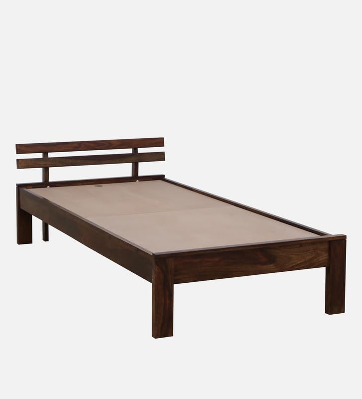 Image of Solid Sheesham Wood Admire Single Bed Without Storage | Wooden Single Bed Cot Palang Furniture for Bedroom Living Room Home and Hotel (Provincial Teak Finish)