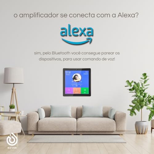 Rover Tech M86E2 Amplificador de Parede Bluetooth, Tela Touch, Controle Remoto