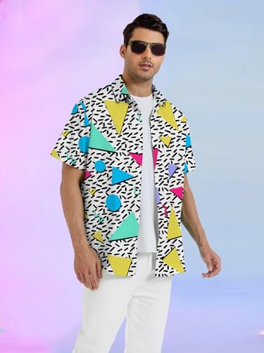80s 90s Outfit for Men Short Sleeve Button Down Hawaiian Shirt Funny Vintage Retro Beach Shirts2