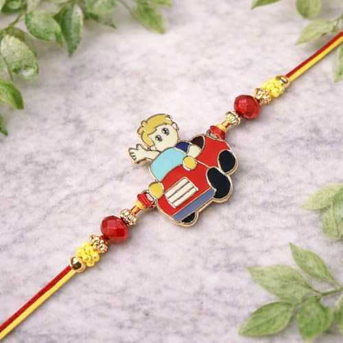Image of Riddhika Ventures Premium Multicolour Meenakari Stylish Kids Rakhi Gifts for Brother, Sister with Roli Chawal and Greeting Card