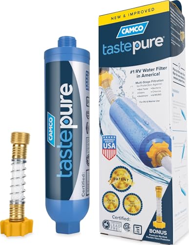 Camco Tastepure RV Water Filter - GAC & KDF Filtration - Made in the USA