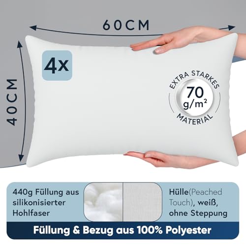 Coussin intérieur 40 x 60 cm Moon lot de 4 pour canapé
