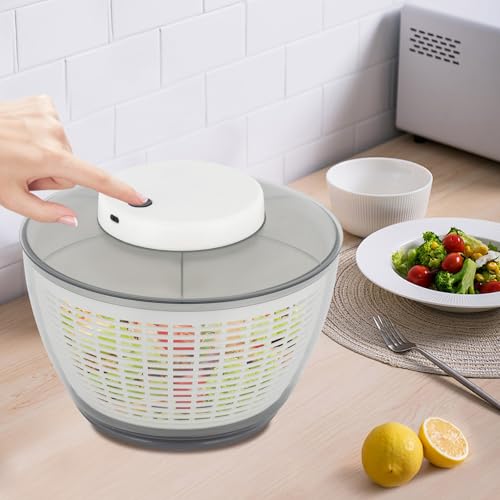 ieLsngai Centrifuga automatica per insalata, centrifuga elettrica per insalata, 4,75 l, con coperchio, per lavare e asciugare insalata, frutta e verdura