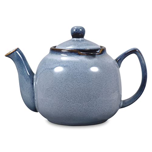 Teekanne "Bristol" mit schattierter Glasur handglasiert (Graublau mit Filter) TEEKANNE TEAPOT ENGLISH CLASSIC STYLE 1 Liter aus Edelkeramik mit für Verwendung mit Lebensmittel geeigneter Glasur Cover