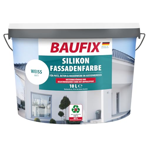 BAUFIX professional Silikon Fassadenfarbe weiss, 10 Liter, Außenwand...