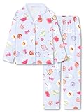 Topgal Lovely Long Sleeves Pajamas for Little/Big Girls - Toast & Cookie Cartoon Print Jammie 2 PC Kids PJ Set Size 16