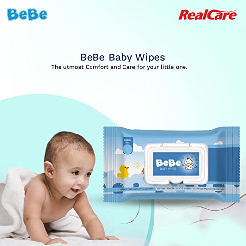 Image of BEBE Premium Baby Wipes With Aloe Vera |Zero Alcohol | Soft And Gentle | Refreshing Scent | Extra Safe Production - Blue color ((80 Count (Pack of 3))