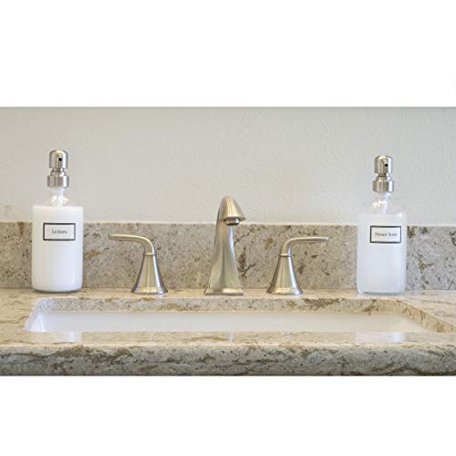 Artanis Home Ceramic Printed Glass Hand Soap and Lotion Dispenser Set with Stainless Steel Bird Head Pump, 16 oz, Clear