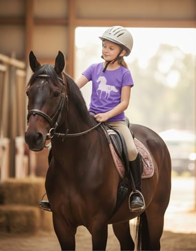 Image of Tstars Fitted Tee for Girls 4th of July Shirt | Patriotic American Cute Kids Heart Graphic Horse T-Shirt