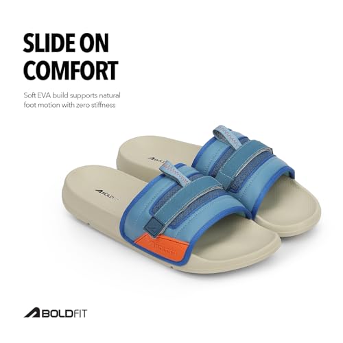 Image of Boldfit Sliders for Man,Breathable Mesh One Piece Build,Easy Clean PU Upper,Ultra-Light EVA Sole Slippers for Man,All Day Cushioned Footbed,Anti-Slip Outsole-Modern Two-Tone Design Everyday Wear