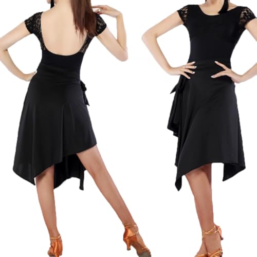 Yhhsgscr Latin Training Short Skirt Adult Ballroom Dancewear Women's Cha Cha Tie on Triangular Scarf Tango Dance Clothes,B,One Size fits All