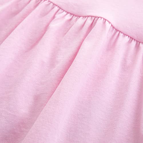 Unionkk Kids Girls Summer Casual Unicorn Dresses Cotton Short Sleeve Crew Neck Dress 2-7 Years (Short Sleeve-Pink, 5T) #TOP5