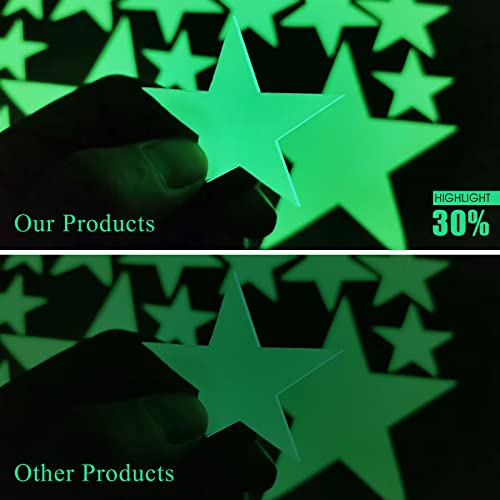Glow In The Dark Stars Stickers, Acsaummy 201Pcs Super Bright Plastic Large Stars Stickers Glow In The Dark Stars For Ceiling Wall Decor Luminous Ceiling Stars And Moon Stickers Decor For Bedroom #TOP1