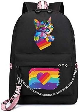 Girl Backpack has USB and Audio Cable Interface Suitable as Student School Bag Laptop Backpack Leisure Backpack