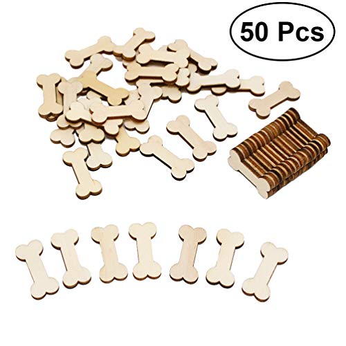 VORCOOL 50Pcs unvollendete Holz Hundeknochen Ausschnitte bereit zu malen oder zu dekorieren für Holz Handwerk und DIY-Projekte