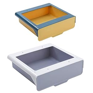 NUOBESTY 2 Stks Lade Potlood Lade Onder Bureau Lade Organizer Opslag Zelfklevend Verborgen Desktop Organizer Grijs Blauw L