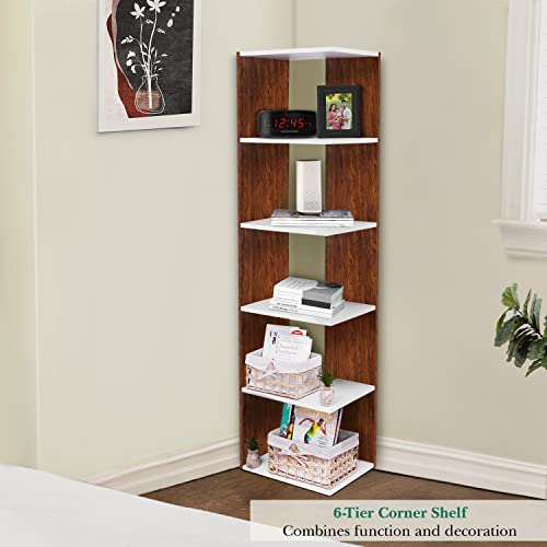 Image of ABOUT SPACE Book Shelf - 5 Tier 5 ft Versatile Book Stand for Home Library, Office Modern Engineered Wood Slim Open Display Rack Shelf for Bedroom Living Room (Oak Red - L 45 x B 31.5 x H 154 cm)