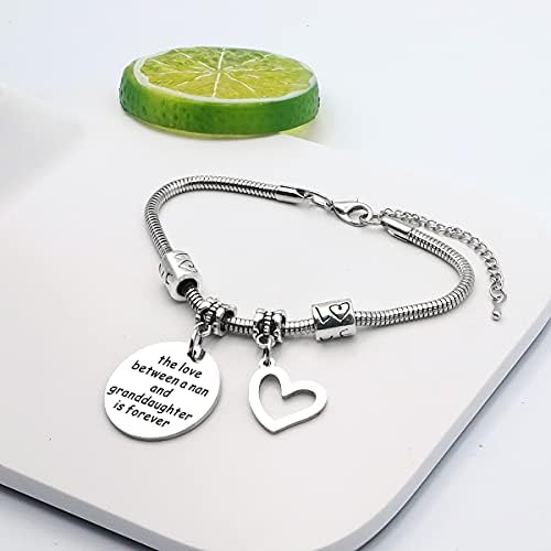 HULALA Charm Nan And Granddaughter Bracelets Gifts For Women Birthday Mothers Day Christmas Jewellery Presents The Love Between A Nan And Granddaughter Is Forever