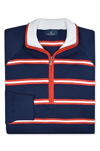 Brooks Brothers Mens Raglan Sleeve Cotton Half Zip Pullover Sweater,