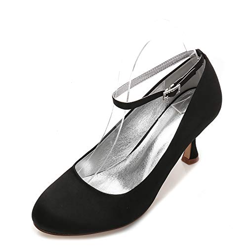 Brautschuhe Elfenbein Hochzeitsschuhe High Heel Runde Knöchelriemen...