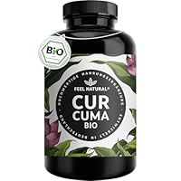 Bio Curcuma (Kurkuma) Kapseln - 240 Stück - 4350mg Bio Curcuma und schwarzer Pfeffer je Tagesdosis - Laborgeprüft. Ohne Magnesiumstearat. Vegan, in Deutschland entwickelt