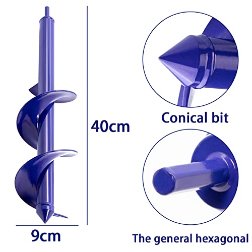 SYITCUN Garden Hole Digger Auger for Planting Bulbs Seedlings,Bulb Auger,Heavy Duty Extended Spiral Drill Bit,Powerful Auger,Long Handle Bulb Planter Tools 9x40cm - Image 2