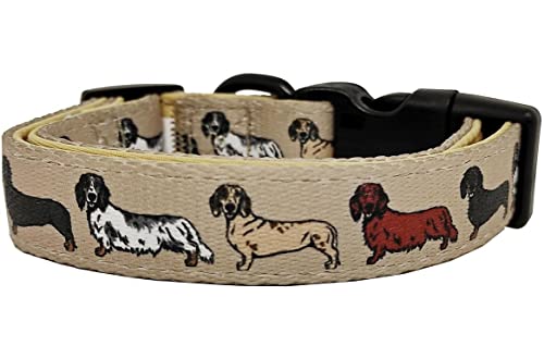 Hundehalsband Dackel Teckel schwarz-braun Nylon Halsung Band Halsband gepolstert weich verstellbar 27-40 cm x 2 cm breit