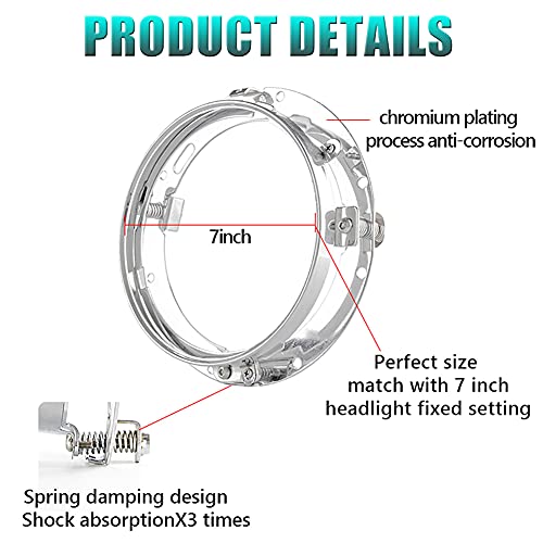 Skuntuguang 7 Inch Round Chrome Headlight Trim Ring Mounting Bracket With 7Inch Round Headlight Ring Mounting Bracket For Motorcycle Road King Street Glide Headlight Trim Mount(Chrome) #TOP1