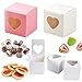 40 Pezzi Scatole per Cupcake, Contenitori per Cupcake, Scatole per Muffin, PVC Cartone Scatole Regalo Cupcake con Finestra Trasparente a Forma Cuore per Compleanno, Festa, Matrimonio (Rosa, Bianco)