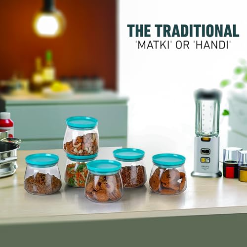 Image of 6 Pcs 900 ML Airtight Plastic Matuki Container Set | BPA Free Transparent Kitchen Storage Jars with Lids | 100% Leak Proof Fridge & Pantry Organizer for Coffee, Tea, Snacks & Dry Items