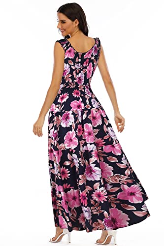 Image of OSTOO Women's 2026 Summer Boho Floral Print Tiered Casual Flowy Long Maxi Dress