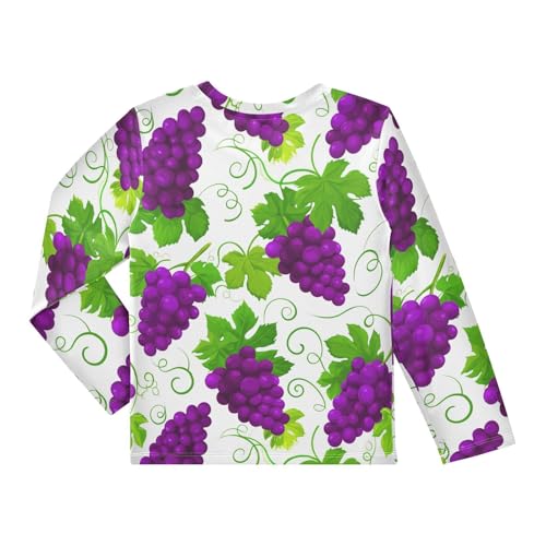 Purple Grape Vine Boy's Rash Guard Swim Shirt Long Sleeve Sun Shirt for Swimming Pool Beach UPF50+2