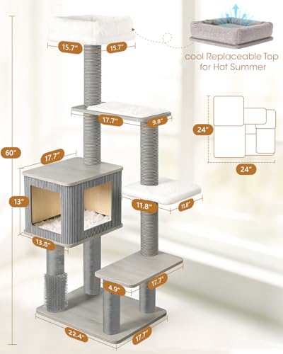 Árbol para gatos multi-nivel gris claro pesado miniatura 4