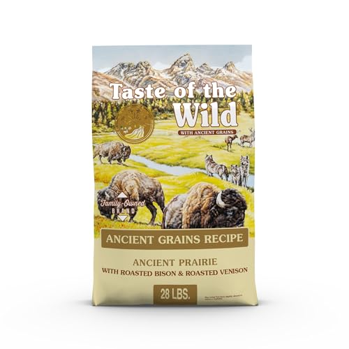 Taste of the Wild with Ancient Grains, Ancient Prairie Canine Recipe with Roasted Bison and Venison Dry Dog Food, Made with High Protein from Real Meat and Guaranteed Nutrients and Probiotics 28lb