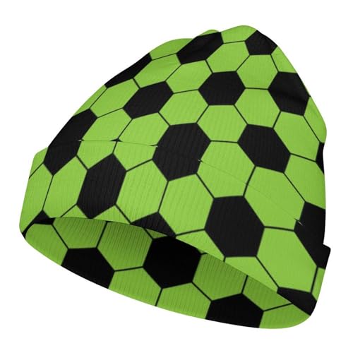 Soccer Cartoon Pattern Kids Beanie Hat for for Girls Boys Children Cap Winter Knitted Chemo Cancer Headwear Accessories Gifts Decoration Black