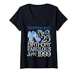Photo Gallery donna womens stepping into my 25th birthday fabulous since 1999 maglietta con collo a v Photo Gallery donna womens stepping into my 25th birthday fabulous since 1999 maglietta con collo a v