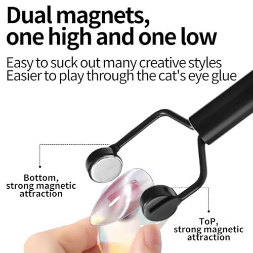 Image of 3 IN 1 Cat Eye Nail Magnet U-Shaped Double Head Magnetic Gel Nail Polish Magnet Pen Magnets For Cat Eye Gel Polish Cat Eye Magnet For Nails Multifunctional Nail Design Tools (Black)