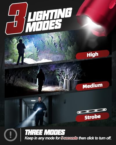 Image of Victoper Red Rechargeabe Flashlight 2 Pack, High Lumens 5 Modes LED Bright Tactical Flashlights, Waterproof Zoomable Flash Light for Outdoor, Gifts for Camping Essentials Gear