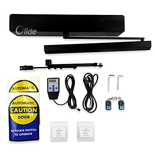 Olideauto Residential Automatic Swing Door Openers Black Color,Swing Open Door Operator Electric With 2Pcs Hardwired Plastic Push Buttons #TOP9