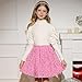Weixinbuy Sequin Skirt for Girls Kids Sparkly Fashion Shiny Pleated Skirts Elastic Waist A-Line Velvet Glitter Party Outfits