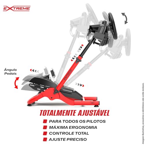 Extreme Simracing Suporte Para Volante Cockpit Simulador SGT Vermelho