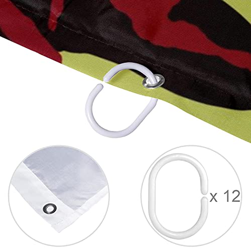 Rideau de douche camouflage aquarelle rouge noir vert grand format 183 cm
