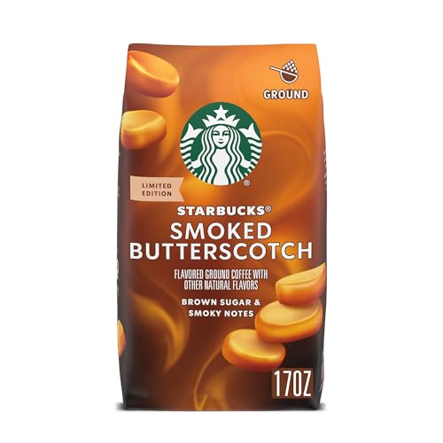 Starbucks Ground Coffee, Smoked Butterscotch Naturally Flavored Coffee, 100% Arabica, Limited Edition, 1 Bag (17 Oz)