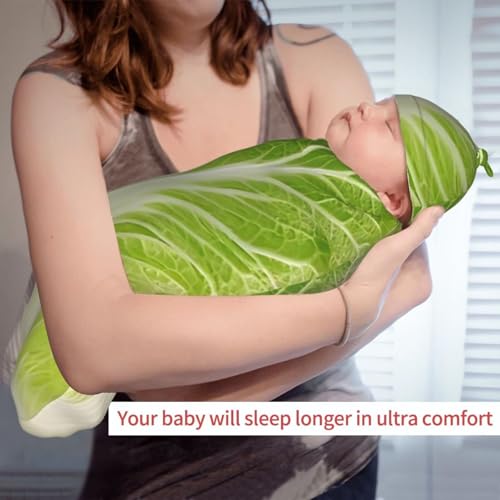 Image of Personality 3D Cabbage Newborn Swaddling Blanket Beanie Hat Funny Blanket Sleeping Bag New Born Sleep Sacks for Boys Girls